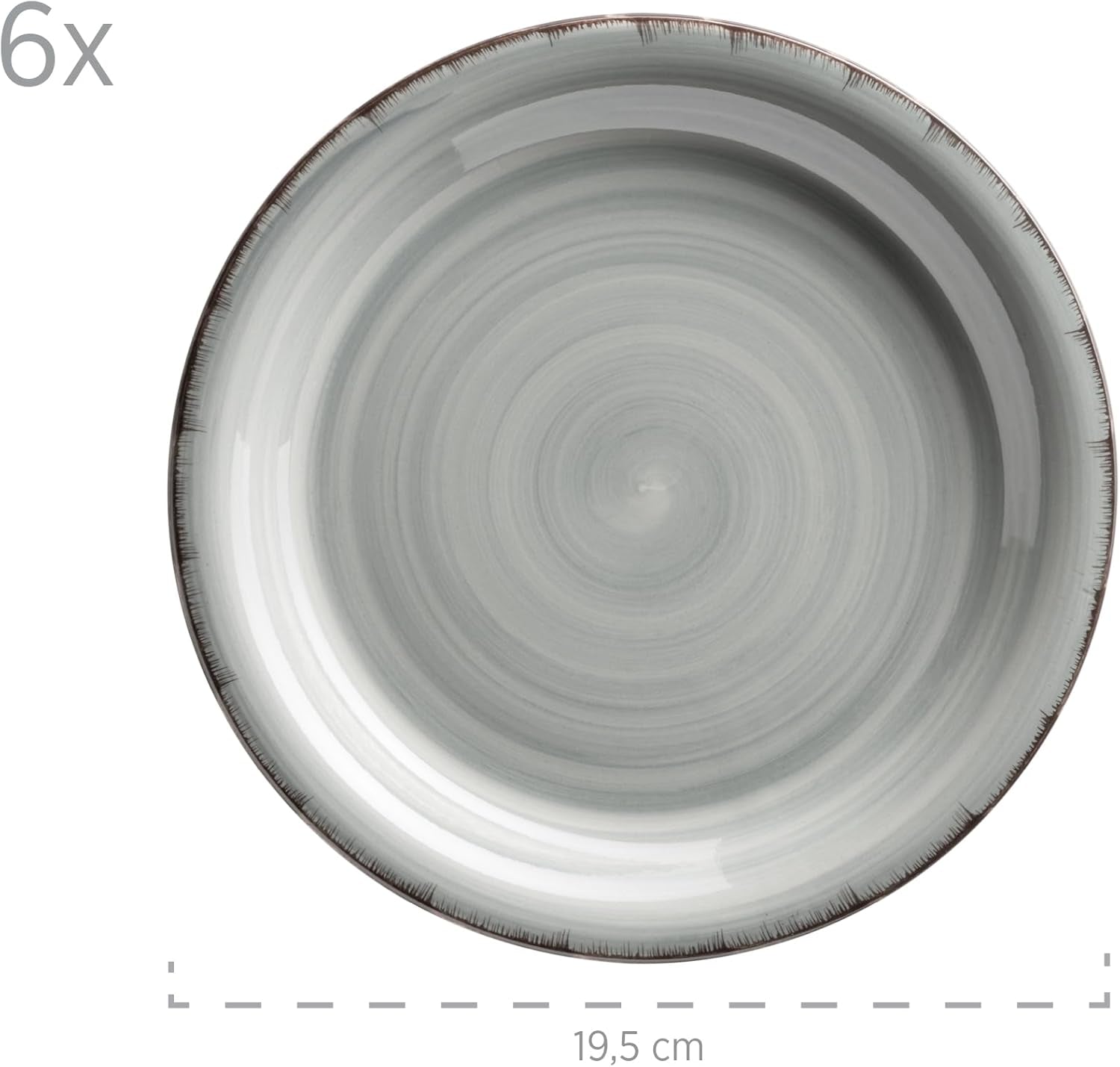 MÄSER 931875 Bel Tempo II serviesset voor 6 personen met moderne vintage look, 18-delig tafelservies, handgeschilderd keramisch servies, steengoed, rookblauw