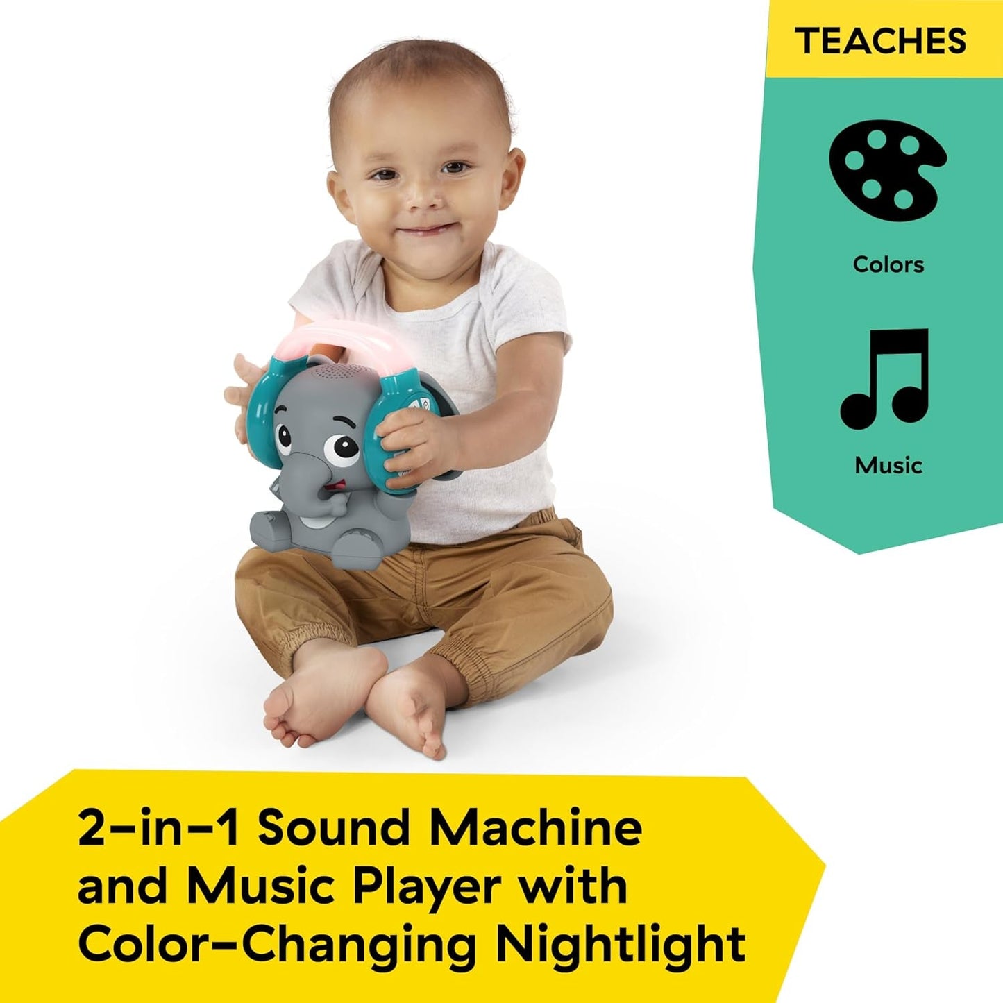Baby Einstein Earl the Elephant Bluetooth-geluidsmachine, muzieksysteem + nachtlampje, baby- tot peuterspeelgoed Bebe Naty Shop