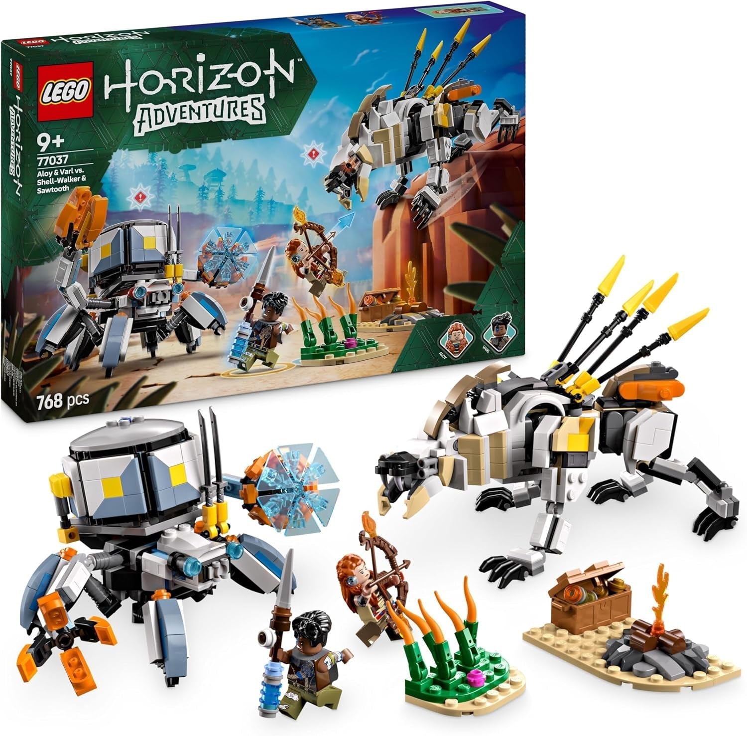 LEGO Horizon-avonturen Aloy en Varl Vs. Gepantserde Walker en Sawtooth, speelgoedmonsterauto en minifiguren, verzamelset voor videogamefans, jongens en meisjes ouder dan 9 jaar 77037 Bouwsets Besuche in LEGO-Store Standaardtitel