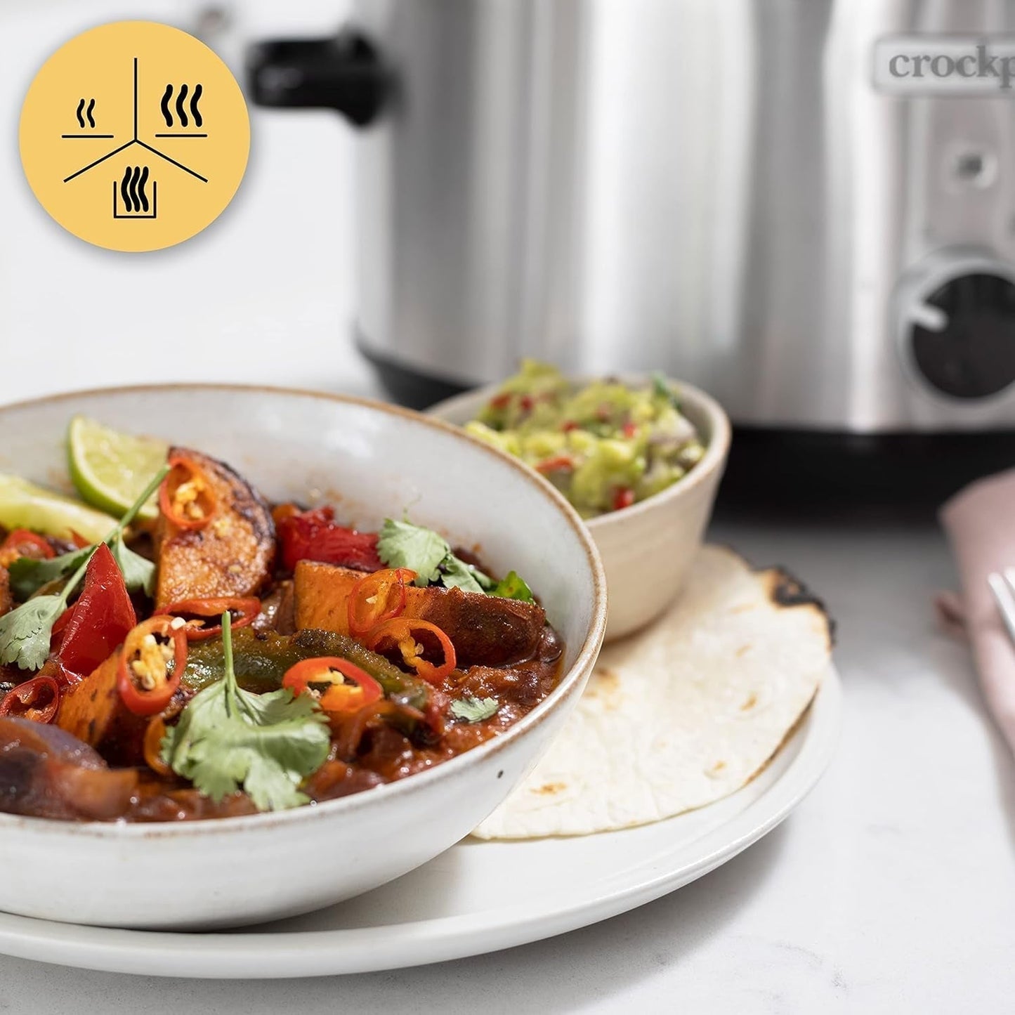 Crockpot uit de slowcooker,| 3,5 liter (3-4 personen), bak voor het bruinen van vlees en groenten, RVS Slowcooker Naty Shop