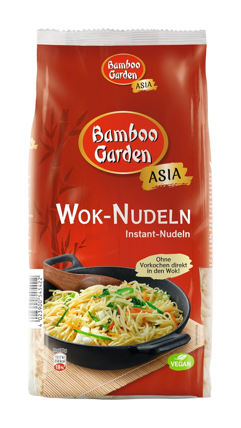 Bamboo Garden - Woknoedels | Instantnoedels met ei | Mixen, voorkoken is niet nodig | Voor Aziatische wokgerechten | 250 gram in een zak