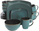 Vierkant servies Soho Lounge 102534.16RM, steengoed, turkoois