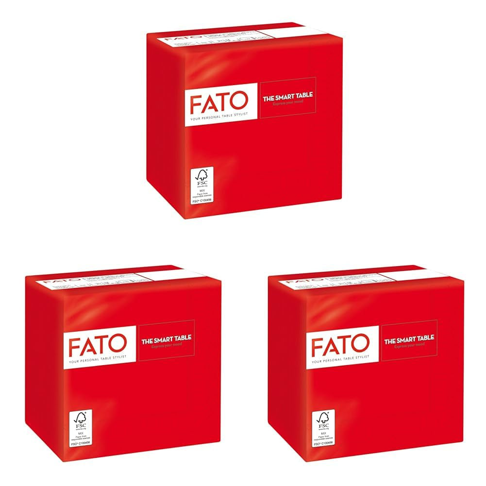 - Papieren wegwerpservetten, ideaal voor hapjes en cocktails, verpakking van 100 servetten, maat 24X24, 4 vouwen, 2 lagen, rode kleur, 100% puur cellulosepapier, Fsc-gecertificeerd