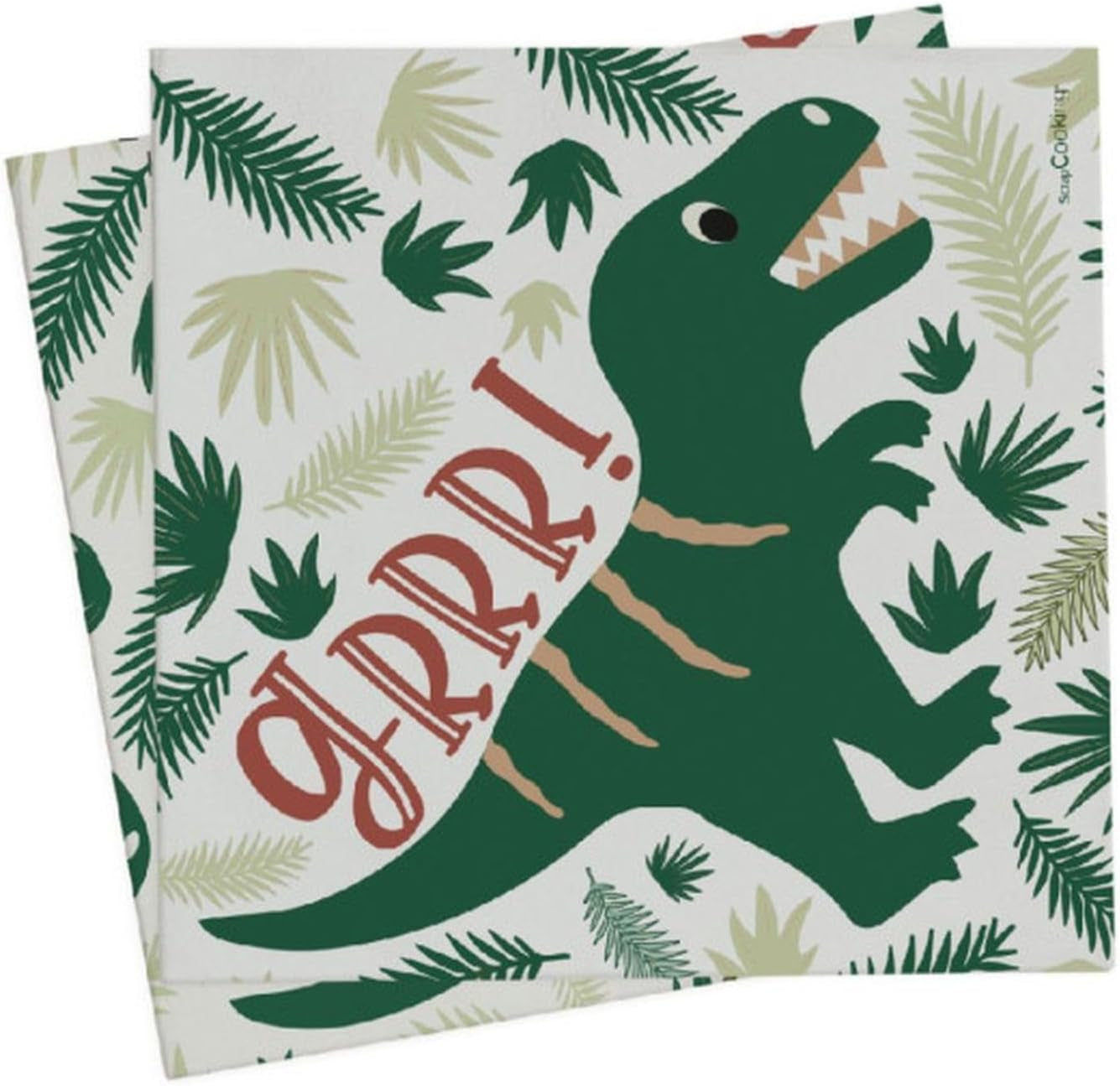 Scrapcooking - 20 Dino Servetten 33 X 33 Cm - Groene Dinosaurus Verjaardagsdecoratie