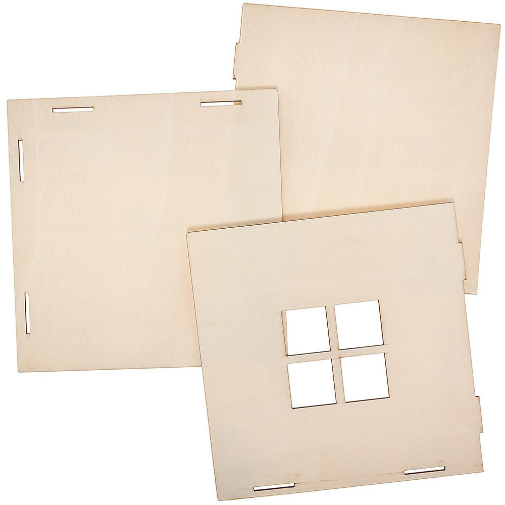 Baker Ross FN255 mini houten poppenhuispakket - 1-delig poppenhuispakket voor kinderen DIY-knutselpakket