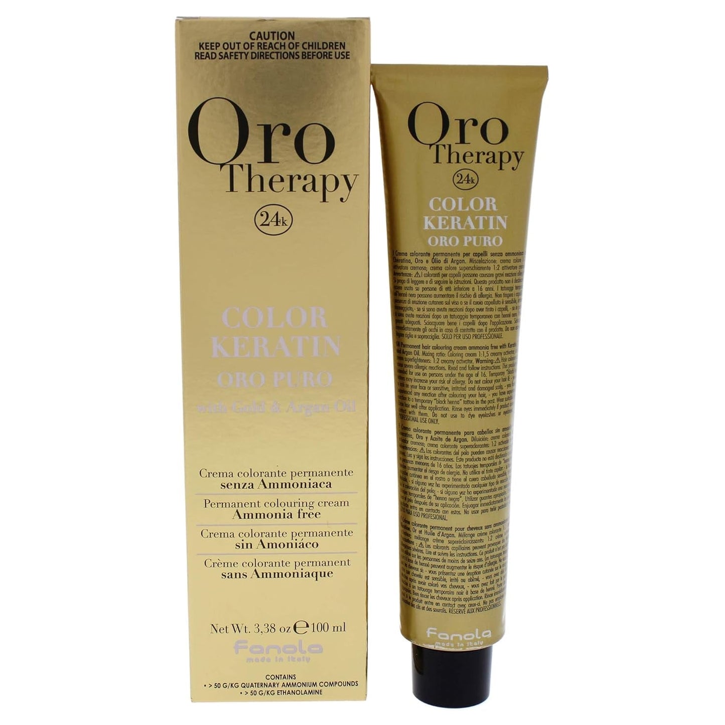 Fanola Oro Therapy Color Keratin 5.0 100ml Haarverf Naty Shop Goud, Blond