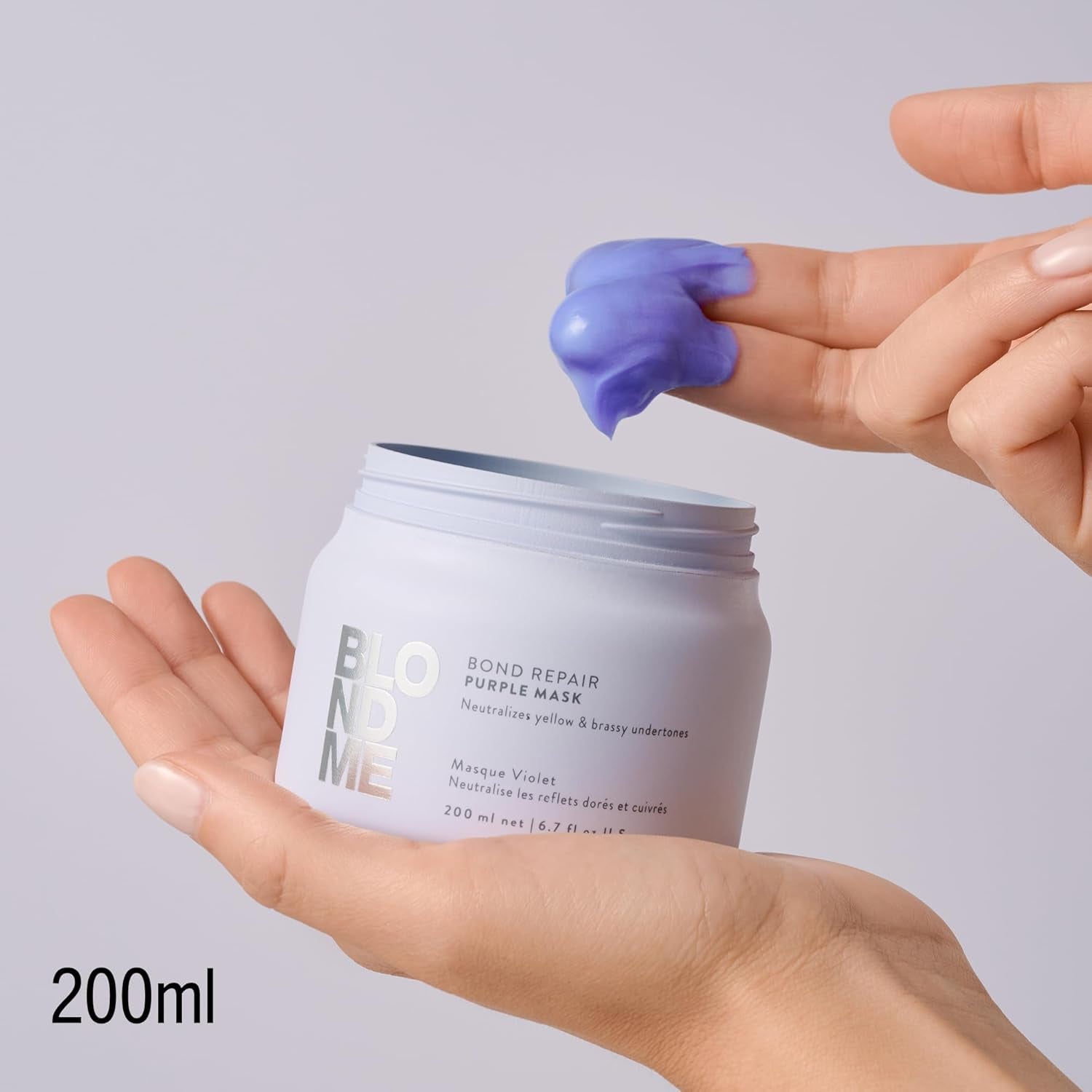 Schwarzkopf Professional BLONDME Bond Repair Purple Mask Masker voor koel haar Neutraliseert gele tinten voor geverfd, geblondeerd en licht haar Diep conditionerend en versterkend 200 ml Haarmasker Naty Shop