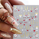 Cartoon Sneeuwvlok Nagelstickers, Kerstnagelstickers, Zelfklevend, Kerstnagelontwerpen, Nagelkunst, Herten, Sneeuwvlokken, Kerstnagelstickers, Winternagelaccessoires