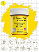 Kleurstof Sugarflair Max Concentrated Yellow Extra, sterk geconcentreerde kleurstof voor marsepein en fondant, pastakleuring Max Concentrate - 42 g