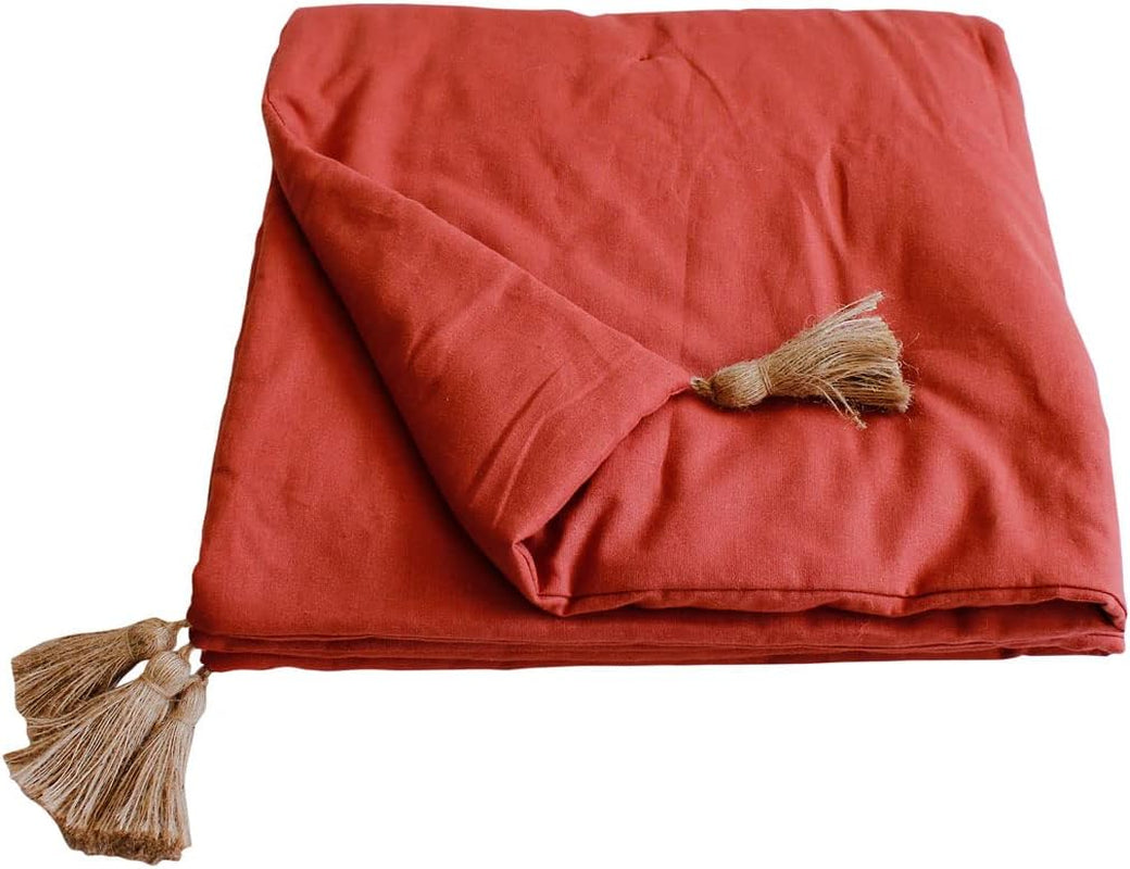 Enjoy Home - Terracotta Deken Met 4 Jute Kwastjes - 90 X 190 Cm - 100% Katoen - Oeko-Tex - Panama Collectie Dekbedden en dekbedden Naty Shop Standaard titel