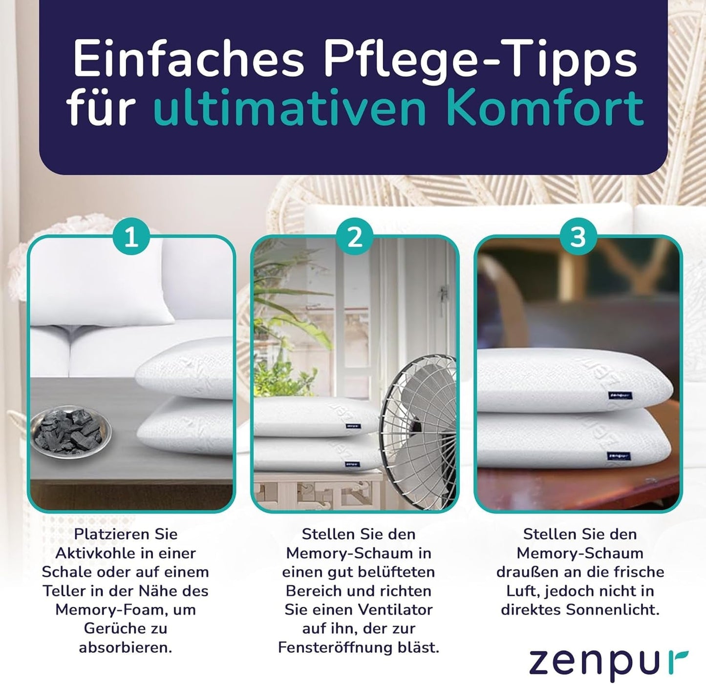ZenPur Orthopedisch nekkussen 40x60-13cm, Memory Foam Hoofdkussen - Ergonomisch slaapkussen voor nek en schouders, Oeko-TEX gecertificeerd