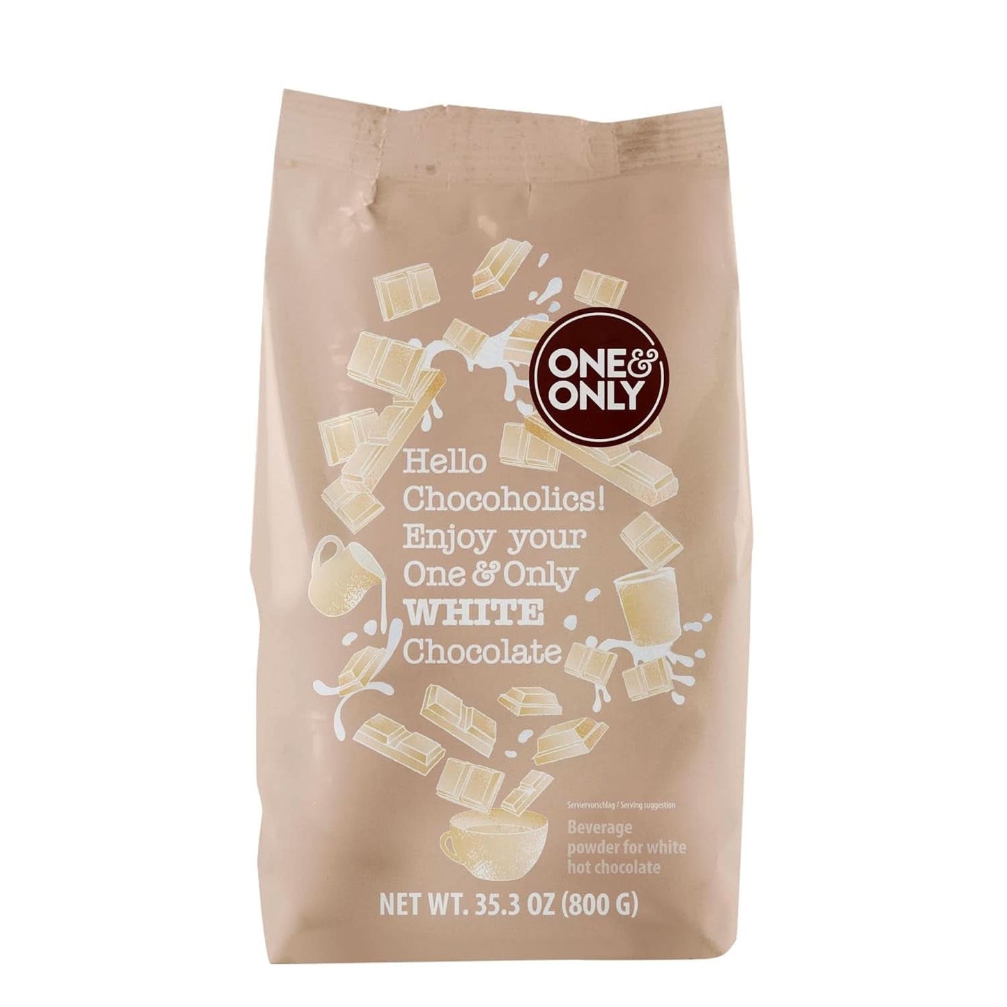 One&Only Chocoladepoeder Wit 1 Kg - Poeder voor dranken met de beste cacaoboter Cacao en Hot Chocolate Naty Shop