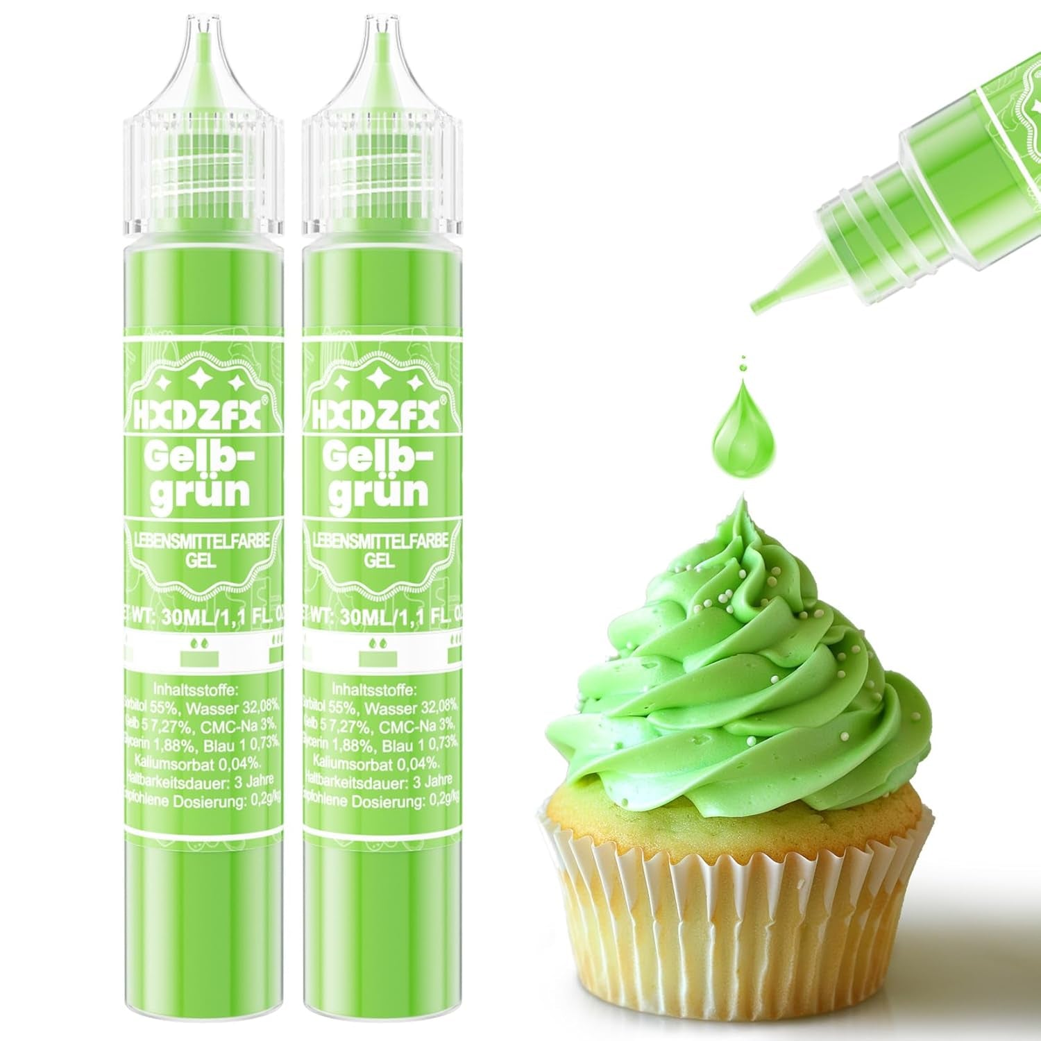 Gelvoedselkleuring - HXDZFX 2×30ml, suikervrije voedselkleuring, sterk geconcentreerd, voor het versieren van taarten, witte fondant, bitterkoekjes, koekjes, bakken, paaseieren, slijm (druivenpaars)