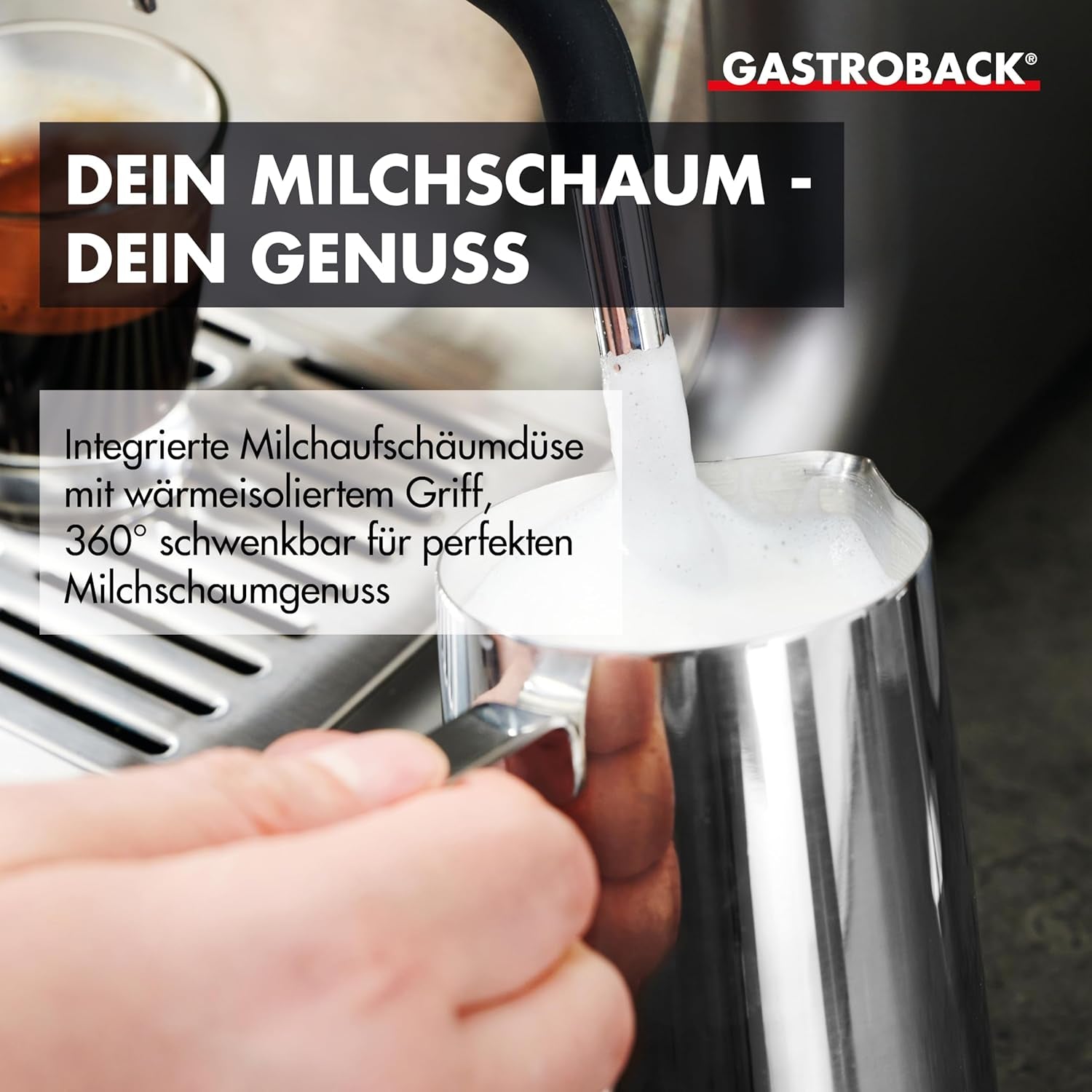 GASTROBACK espressomachine met molen inclusief melkkannetje, aandrukker en RVS portafilter - Barista espressomachine met melkopschuimer - Espressomachine met 30 maalstanden