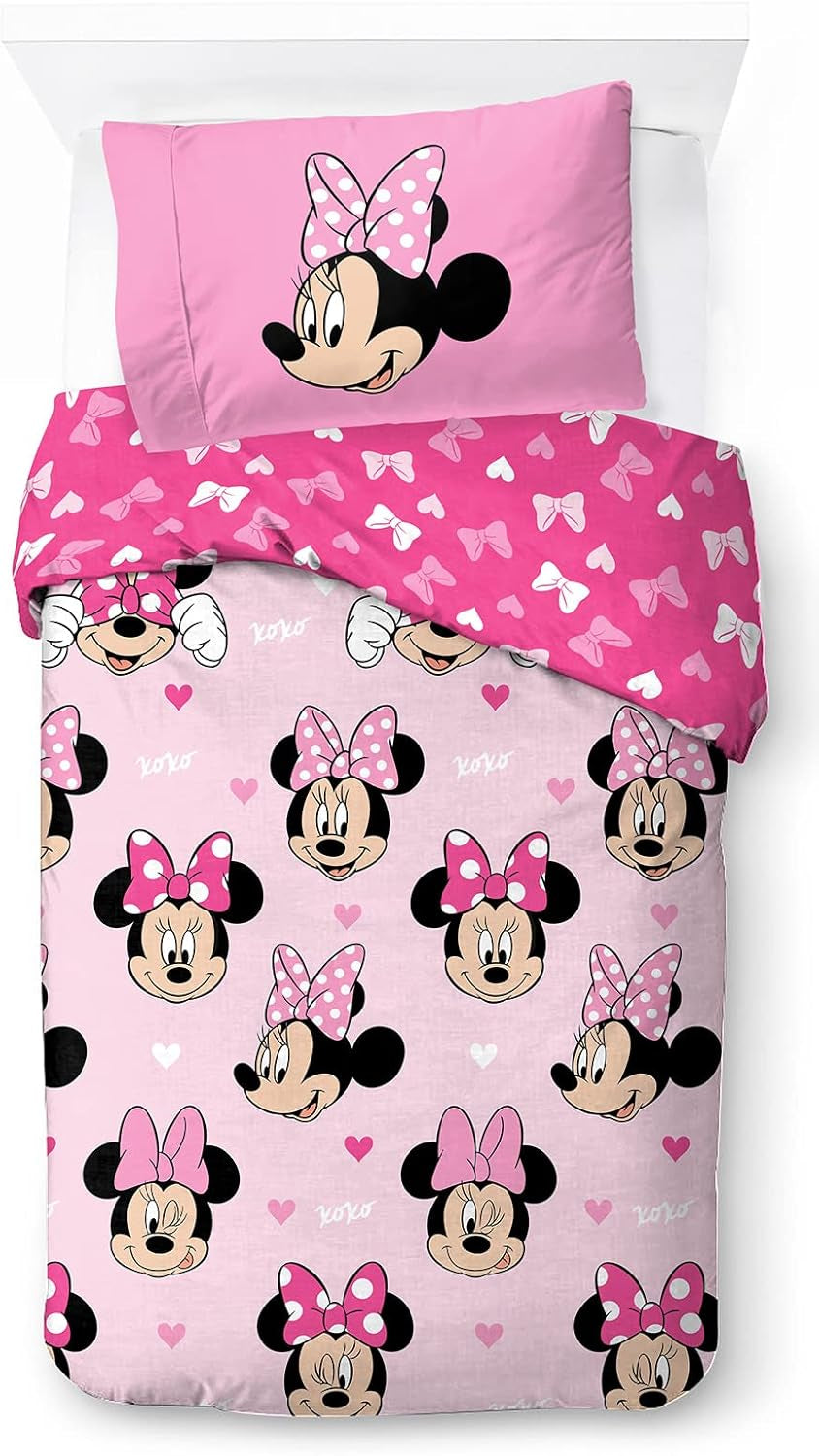 Beddengoed voor kinderen, Disney figuren, 100% katoen Beddengoed - kinderen Naty Shop Roze - Minnie Mouse 135X200/50X70 (2-delig)