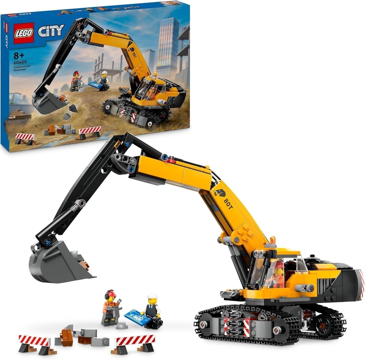 LEGO City Rupsgraafmachine Speelgoedgraafmachine voor 8 jaar oude graafmachine Modelbouwspeelgoed Bouwbare vrachtwagen met accessoires en 3 minifiguren 60420 Bouwsets