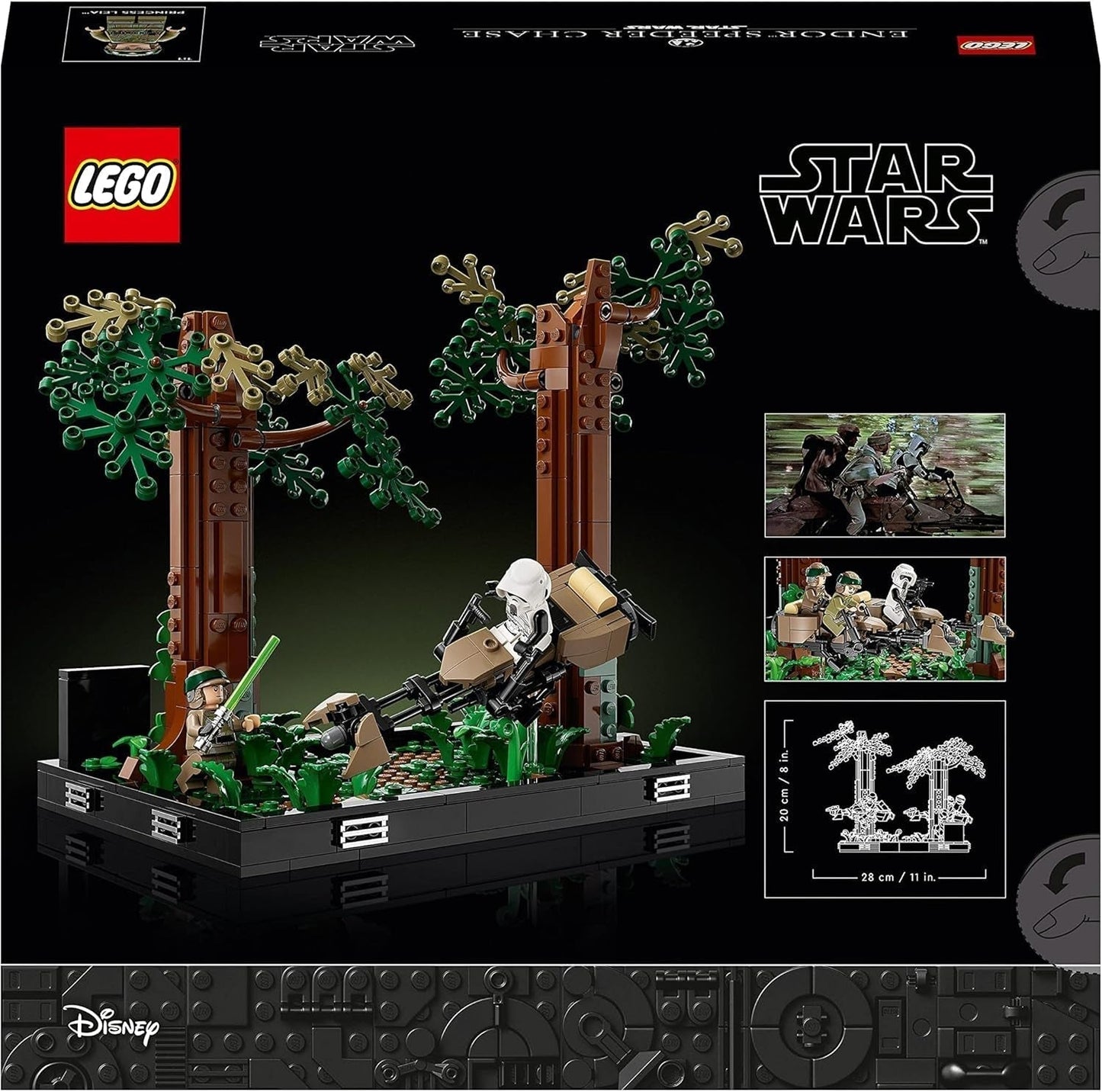 LEGO 75353 Star Wars Pursuit on Endor - Dioramaset, Return of the Jedi met Luke Skywalker, Princess Leia & Scout Trooper en Speeder Bikes, bouwsets ter ere van het 40-jarig jubileum Besuche in LEGO-Store