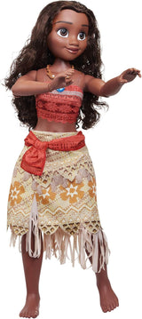 Disney Princess Vaiana, 80 cm grote speelpop van Jakks Pacific, bewegliche pop, met Bürste zum Kämmen ihrer welligen Locken, vom Film geïnspireerde Kleed, abnehmbare Halskette met Anhänger