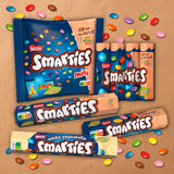 Nestlé SMARTIES Multipack, kleine rol, chocoladekleurige linzen, ideaal voor kinderverjaardagen, natuurlijke kleuren, zeshoekige rol, verpakking van 12 (12x (4 x 34g))