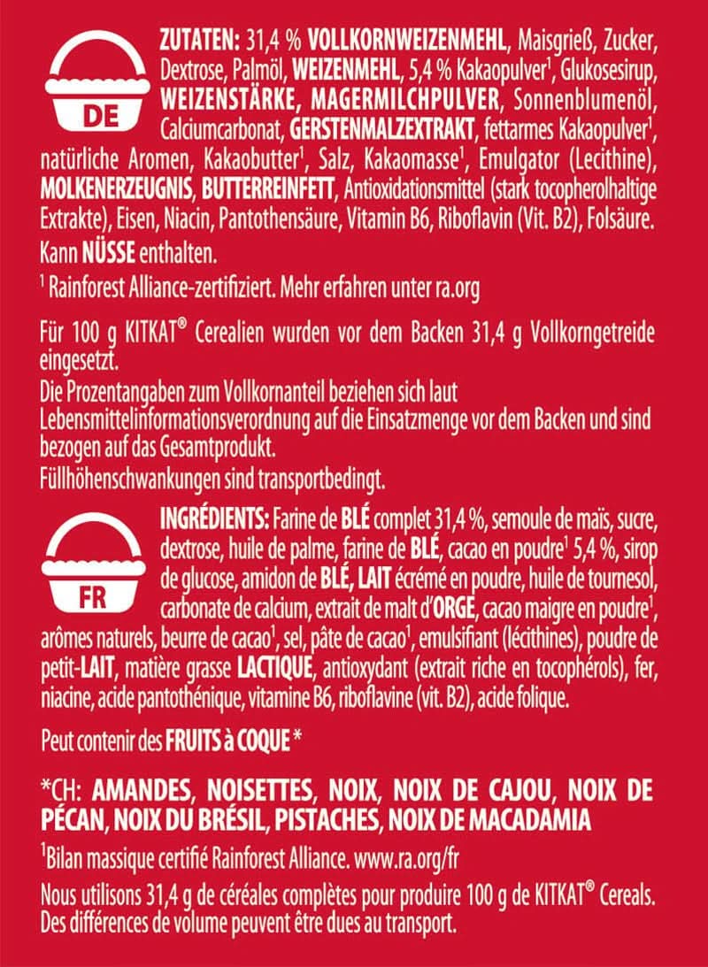 Nestlé KITKAT Cereals, knapperige ontbijtgranen met Kitkat-wafels, verpakking 8 x 550 gram Cereals Naty Shop