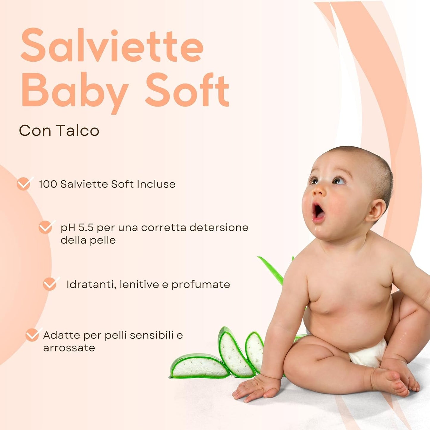 Aloë babydoekjes voor gevoelige huid, alcoholvrij, huidvriendelijk, pH 5,5, licht geparfumeerd, 1728 stuks (24 verpakkingen)