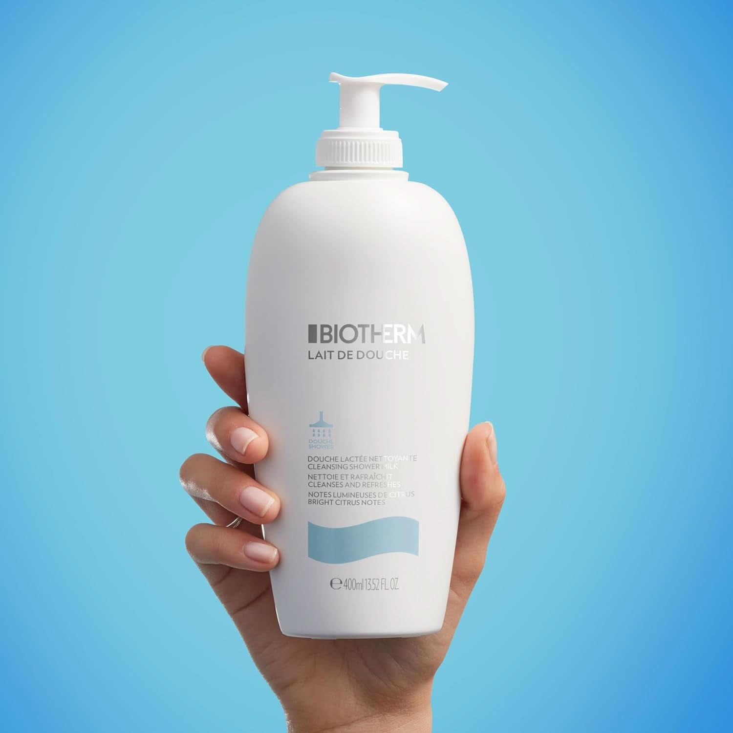 Biotherm, verkwikkende douchelotion voor intensieve hydratatie en een soepel lichaamsgevoel, 400 ml Douche en bad Naty Shop