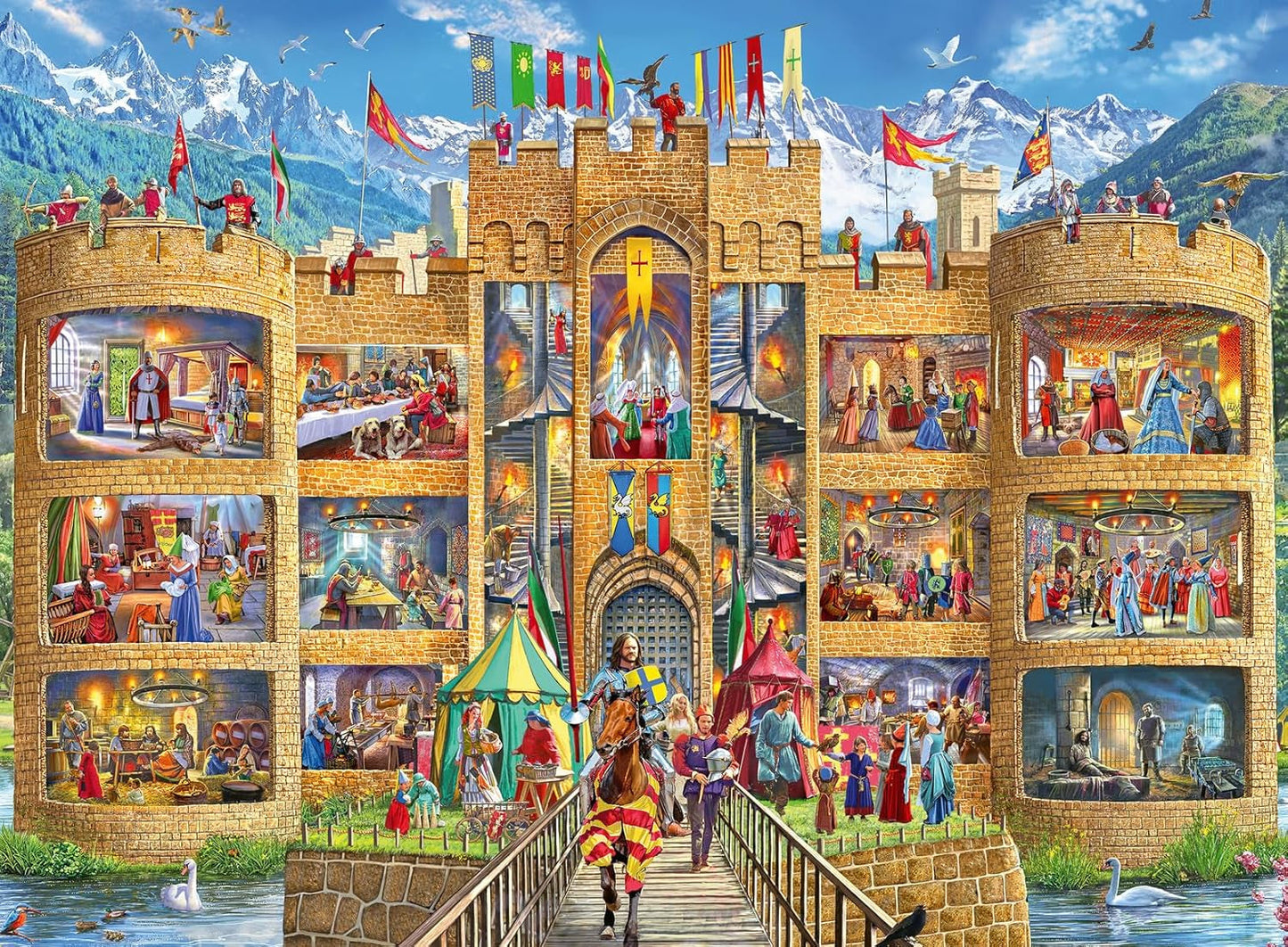 Ravensburger puzzel voor kinderen - 10016 In de ruimte - Ruimtepuzzel voor kinderen vanaf 7 jaar met 150 stukjes in XXL-formaat Puzzel Naty Shop Uitzicht in het ridderkasteel