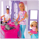 Simba 104661996 - Steffi Love Dreamhouse, groot speelhuis, 4 kamers, GEEN POPPEN, 84 cm hoog, twee niveaus, functionele bel, inklapbare Naty Shop poppenhuizen