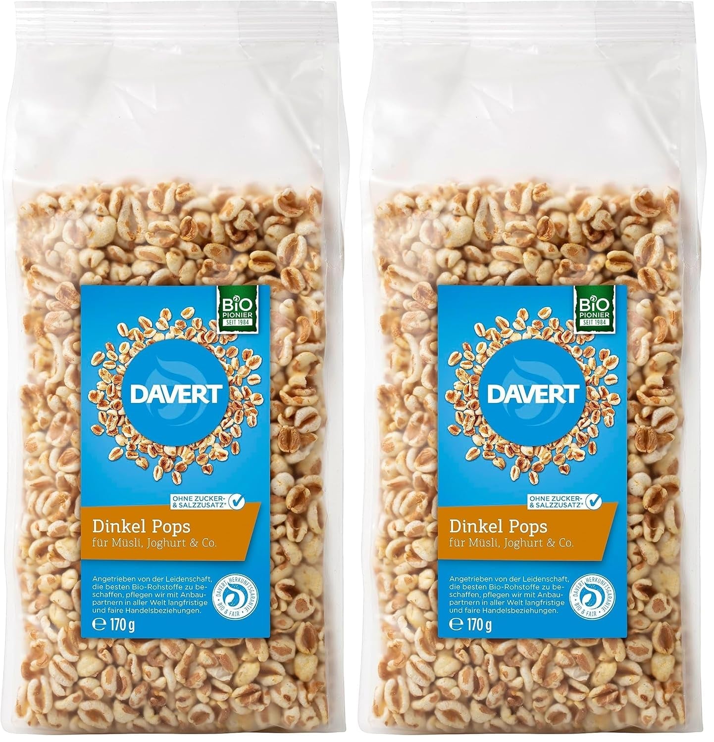 Davert Speltlolly's 170g – Gearomatiseerde, luchtige en licht geëxpandeerde speltbonen met een delicate braadsmaak – 100% Davert Biologische Kwaliteit (1 x 170g)