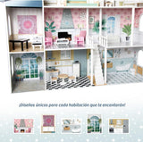 Deqube 913D00016 Houten poppenhuis, 4 verdiepingen, Premium