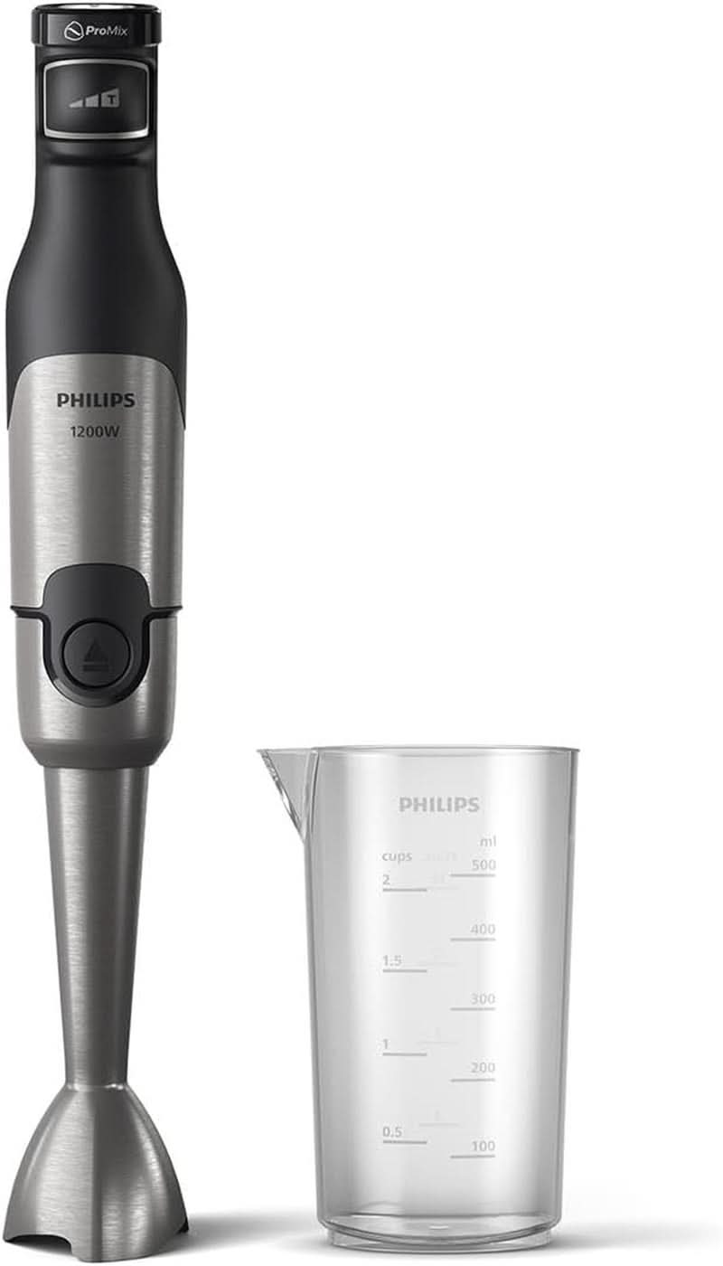 Philips 5000-Serie Stabmixer - 1200W Leistung. Promix-technologie. Led Geschwindigkeitsanzeiger. Stufenlose Geschwindigkeitseinstellung. Compact ontwerp. Leicht Zu Reinigen. Schwarz (HR2681/00) Keuken Naty Shop