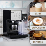 Espresso Breville Prima Latte II | Latte- en cappuccinomachine | Professionele pomp met 15 bar en melkopschuimer | Zilver [VCF108X]