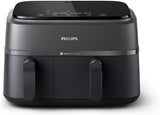 Philips Airfryer Dual Basket 3000 Series, 9L, 2 manden, 2 gerechten tegelijk klaar, Rapidair plus heteluchttechnologie Apparaten Naty Shop Dual Basket 9 L