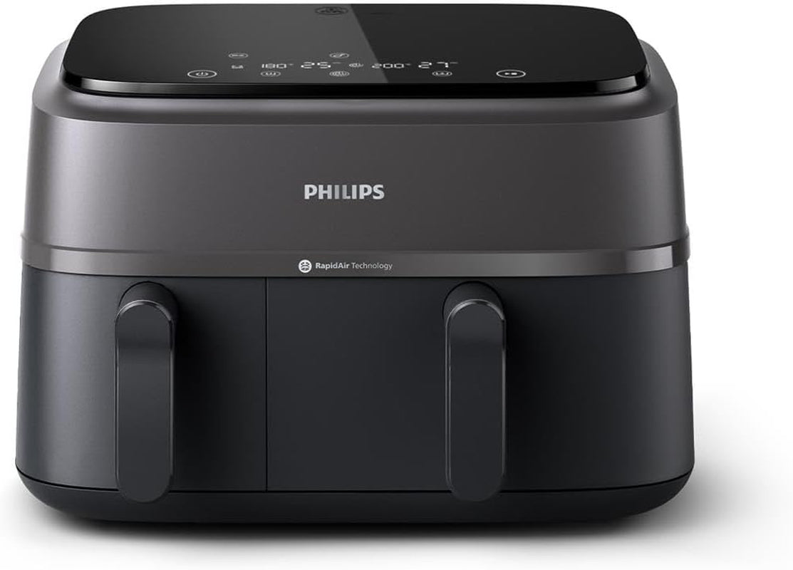 Philips Airfryer Dual Basket 3000 Series, 9L, 2 manden, 2 gerechten tegelijk klaar, Rapidair plus heteluchttechnologie Apparaten Naty Shop Dual Basket 9 L