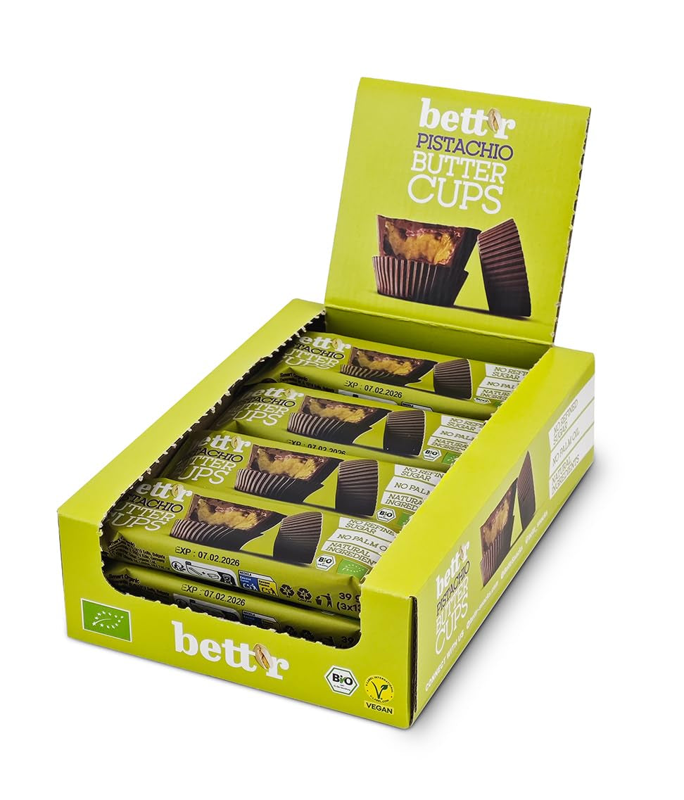 Bett'r schuldvrije biologische hazelnootboterbloemen. 100% veganistisch, glutenvrij en lactosevrij - 12 x 39 g