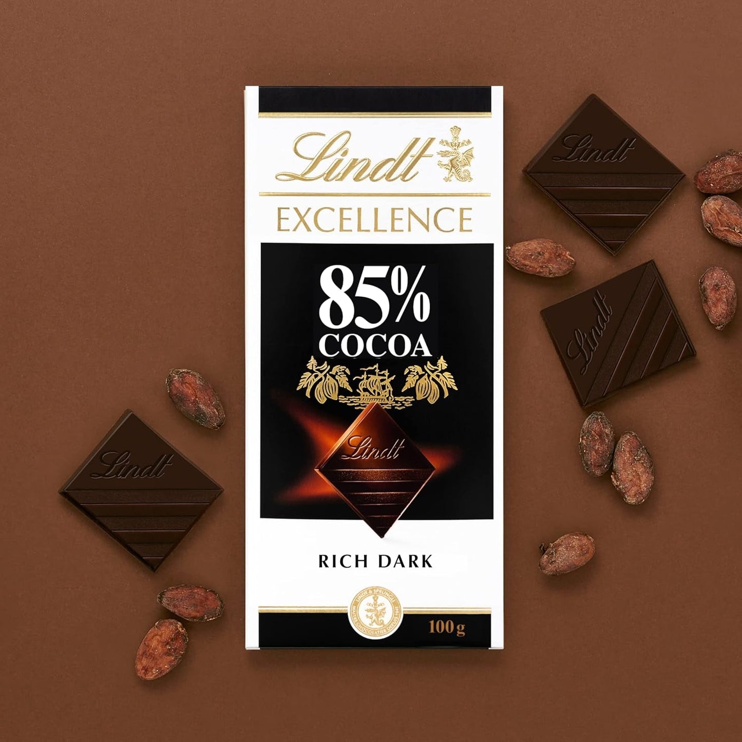 Lindt-chocolade | Reep EXCELLENCE 85% Cacao | 100g | Extra pure chocolade | Veganistische chocoladereep