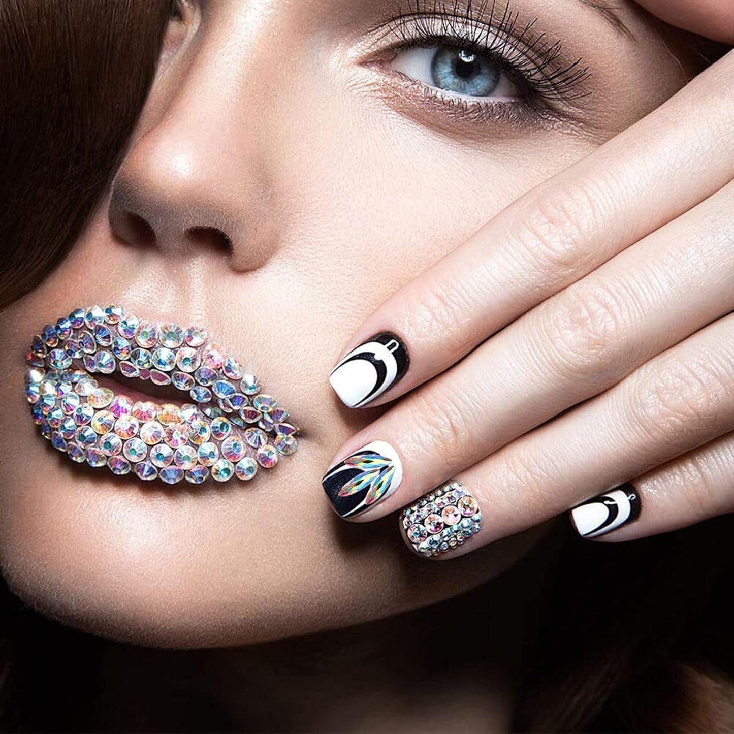 3200 nagelstenen set FITDON veelvormige glazen AB-stenen en heldere diamantglitter AB-stenen voor nagelkunstdecoratie doe-het-zelf-sets sieraden sleutelhangers nagelaccessoires