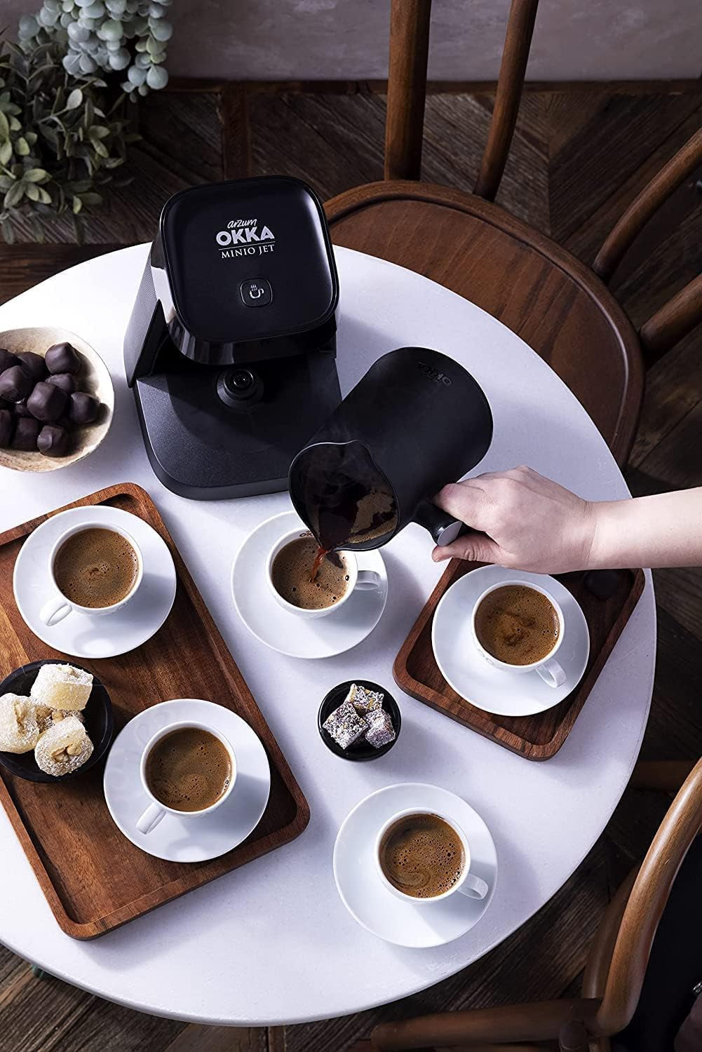 Turks koffiezetapparaat Arzum Okka MINIO JET, 400 W, capaciteit 5 kopjes, overloopbeveiliging, akoestisch waarschuwingssysteem, Turks koffiezetapparaat, chroom