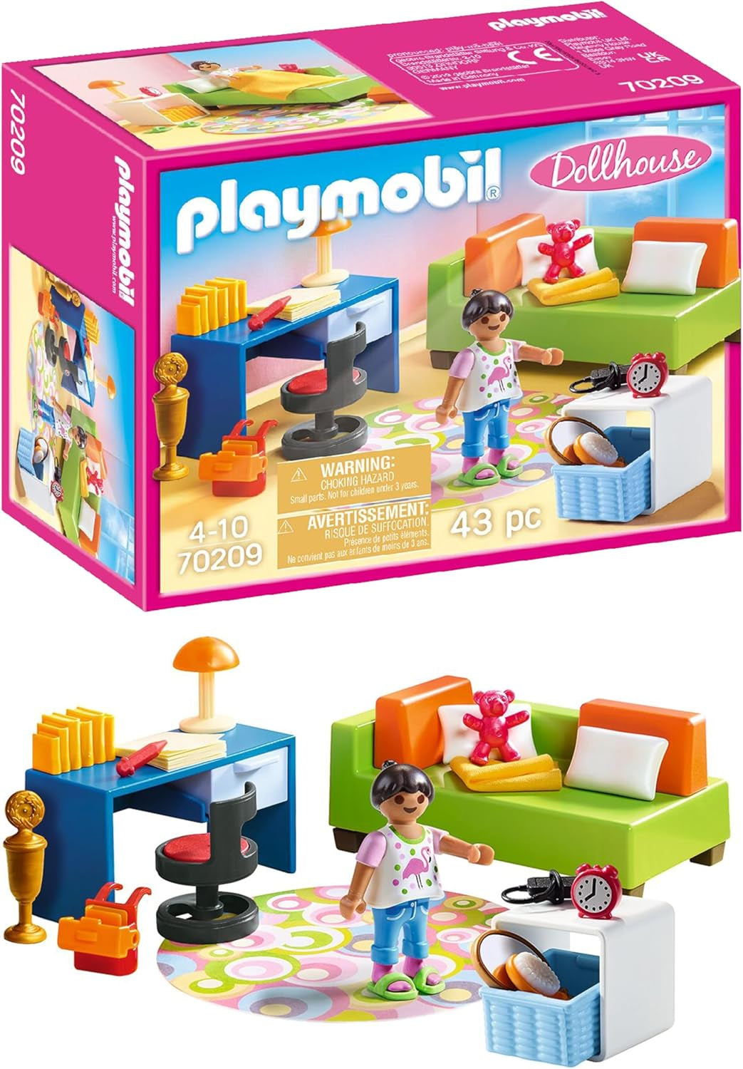 PLAYMOBIL poppenhuis 70209 Jeugdkamer met meisjesfiguur en accessoires, vanaf 4 jaar Poppenhuizen Naty Shop Jeugdkamer