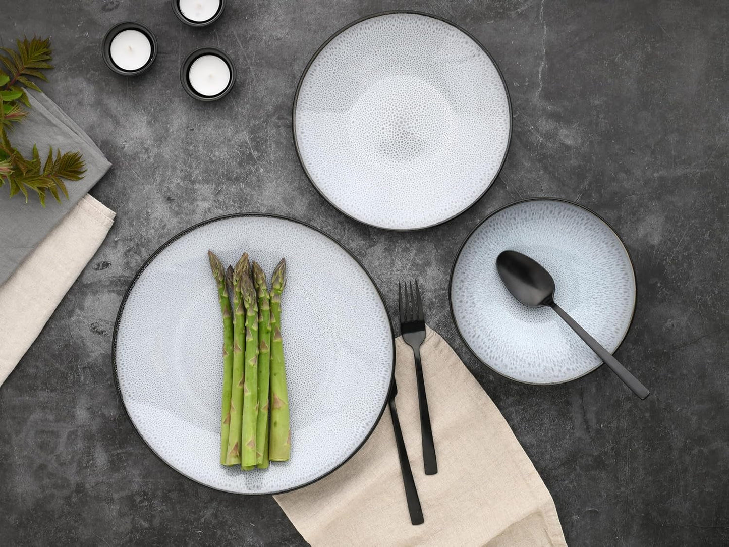 CreaTable, 23964, Serie Malmö, 18-teiliges Geschirrset voor 6 Personen, Teller Set aus Steinzeug, spülmaschinen- en microwellengeeignet, Qualitätsproductie