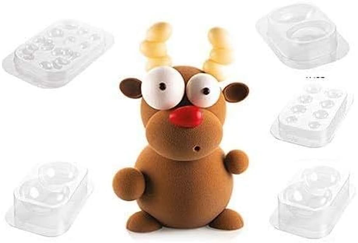 SILIKOMART Kit Rudolf Formen voor chocolade, Kerstmis, 5 stuks Keuken Naty Shop