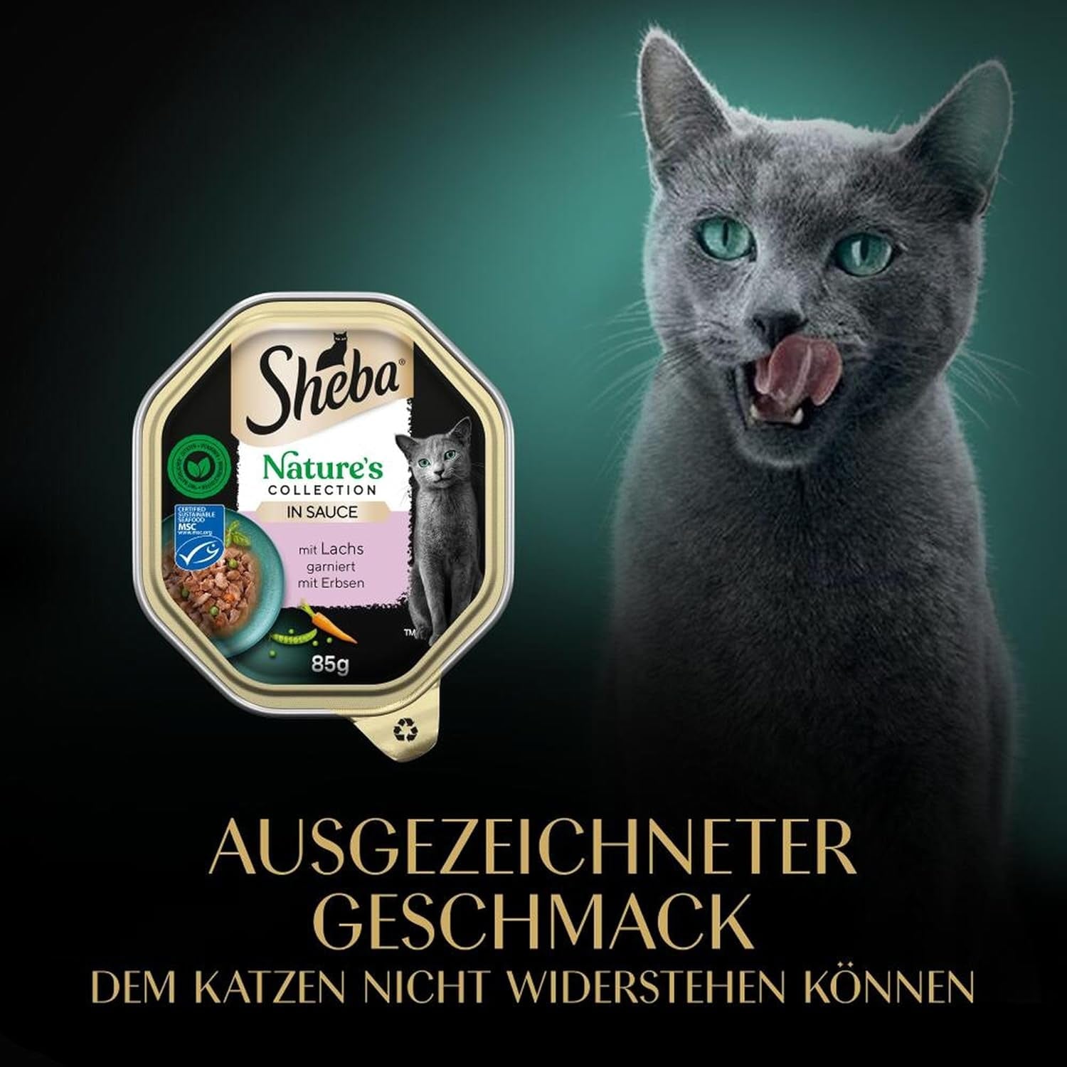 SHEBA Natvoer voor katten, Nature's Collection in zalmsaus, 2 x 11 x 85 g