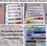 A5 nagelorganizerset met nietjessluiting en verwijderbare vellen - Stevige doorzichtige doos + 6 zelfklevende pads en afneembaar kunst-/klevend nagelopbergboek - Ideaal voor opslag, presentatie
