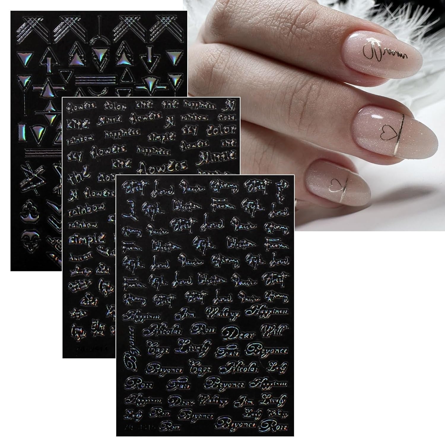 Jmeowio Nagelsticker Aurora Geometrisch 12 Blatt Nail Art Sticker Selbstklebend Nagelaufkleber Bunt Decoratie Nageldesign Zubehör
