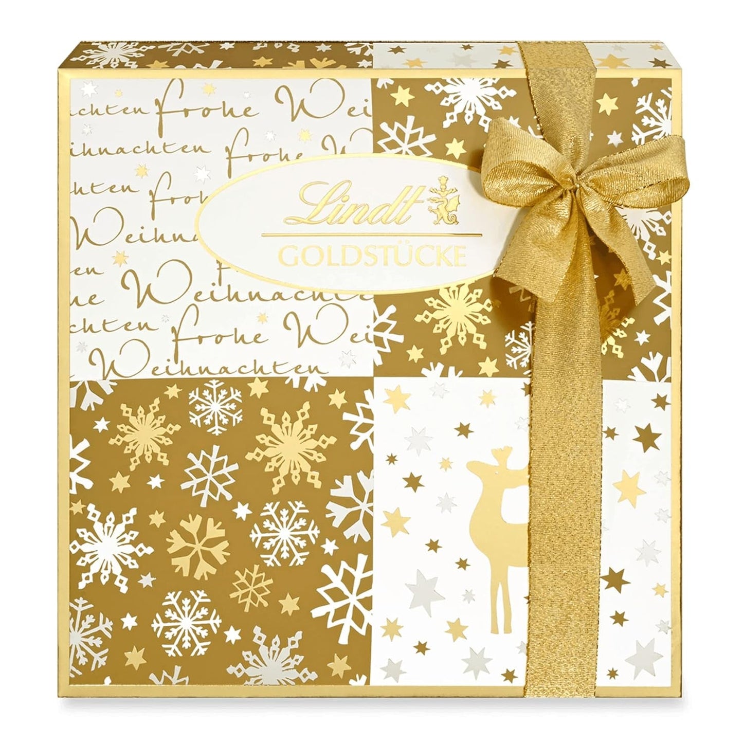 Lindt-chocolade | Doosje Gold Pieces pralines | 180g | 18 pralines in 10 assortimenten als fijn assortiment pralines, sommige met alcohol | Premium geschenkdoos met kerstpralines
