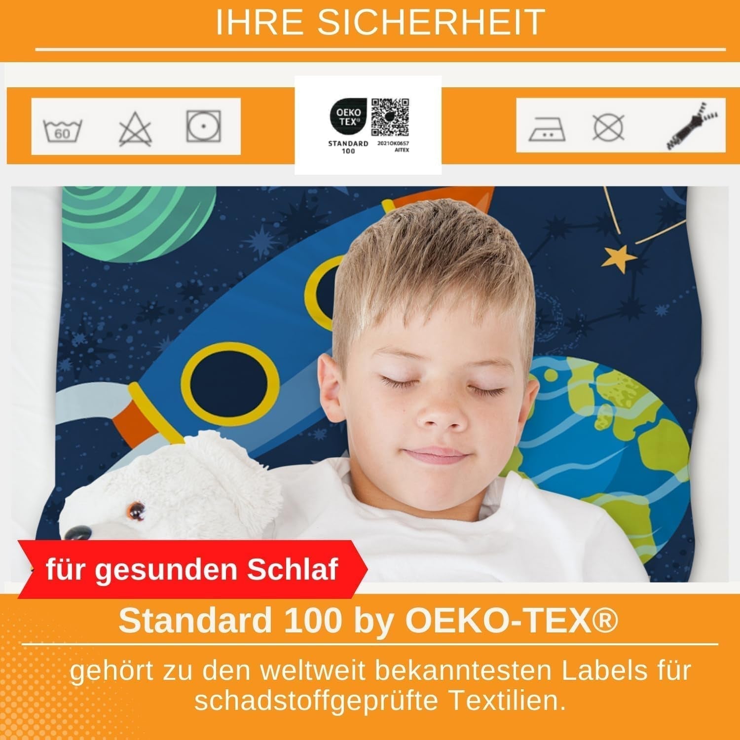 Aminata Kids kinderbeddengoed, ruimte, katoen Beddengoed - kinderen Naty Shop