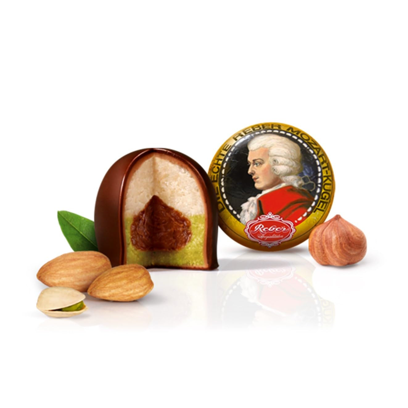 Reber Mozart Balls - Snoepzakje van 8 stuks - Echte Reber Mozart Balls Pure chocolade, marsepein en nougat - 1 x 160 g