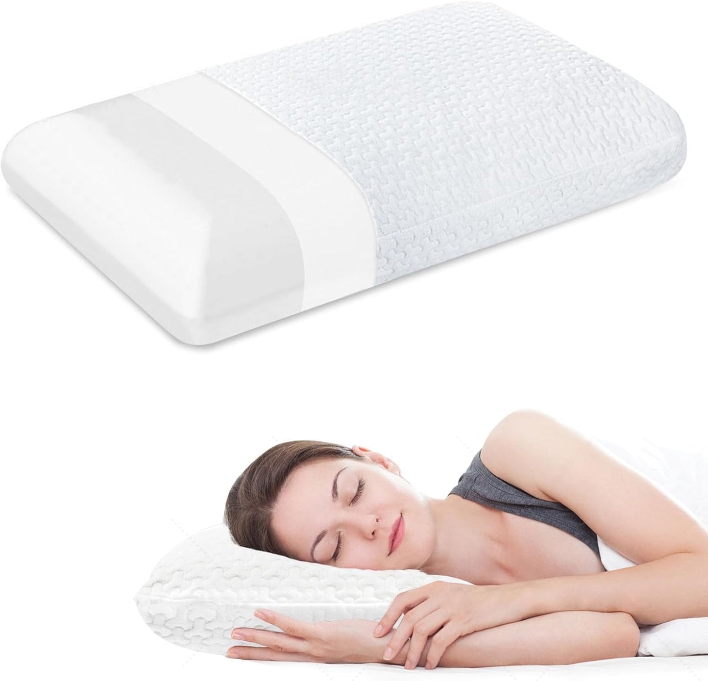 BDTFO Nekpijn Memory Foam Kussen Orthopedisch Cervicaal Contourkussen Neksteun voor rugbuik Zijslaper met wasbare ademende ritssluiting Cervicale orthopedische kussens Naty Shop Witbrood