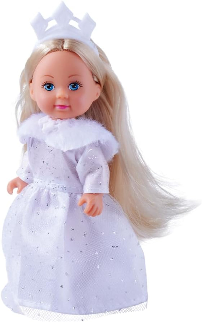 Simba Evi Princess of Love's Dreams, speelpop in een dromerige winterjurk met bontrand en glitterelementen, 12 cm, vanaf 3 jaar