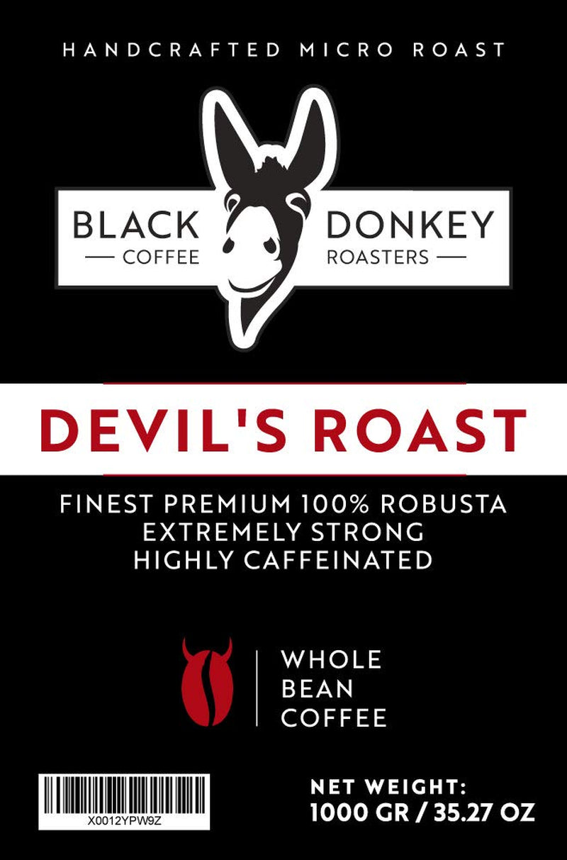 DUIVELSBRAAD | Koffiebonen 1KG | Extreem sterke koffie | Koffie met hoog cafeïnegehalte | Premium robuusta van
